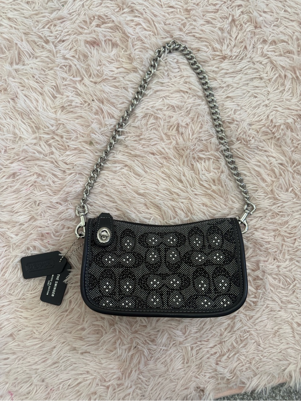 Coach Black Sequin Signature Mini Shoulder Bag (read description)